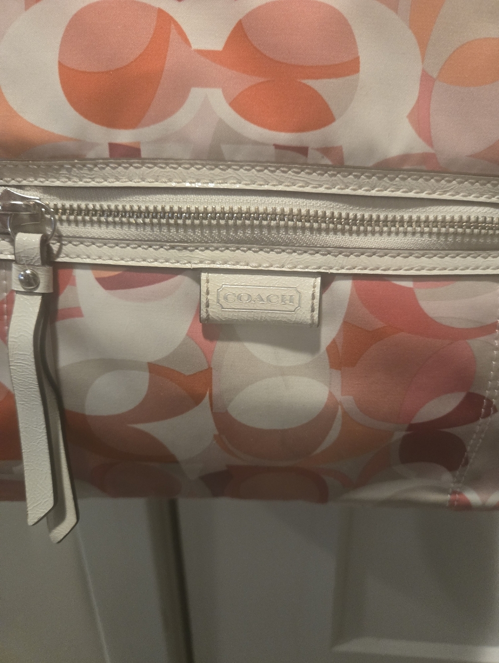 Coach Emma Kaleidoscope Signature Tote Pink Orange Multi Canvas Bag PreOwned - Picture 4 of 8